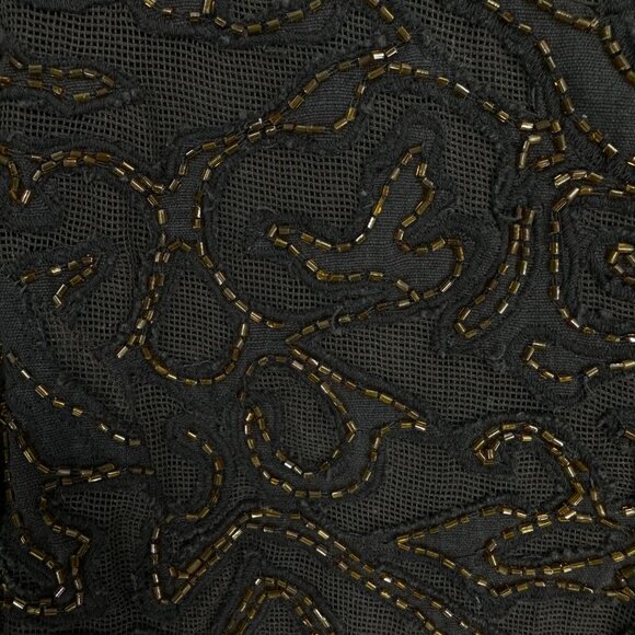 Chicos Beaded Jacket Embellished Collarless Button Down Brown Cotton Long Sleeve - Picture 7 of 7